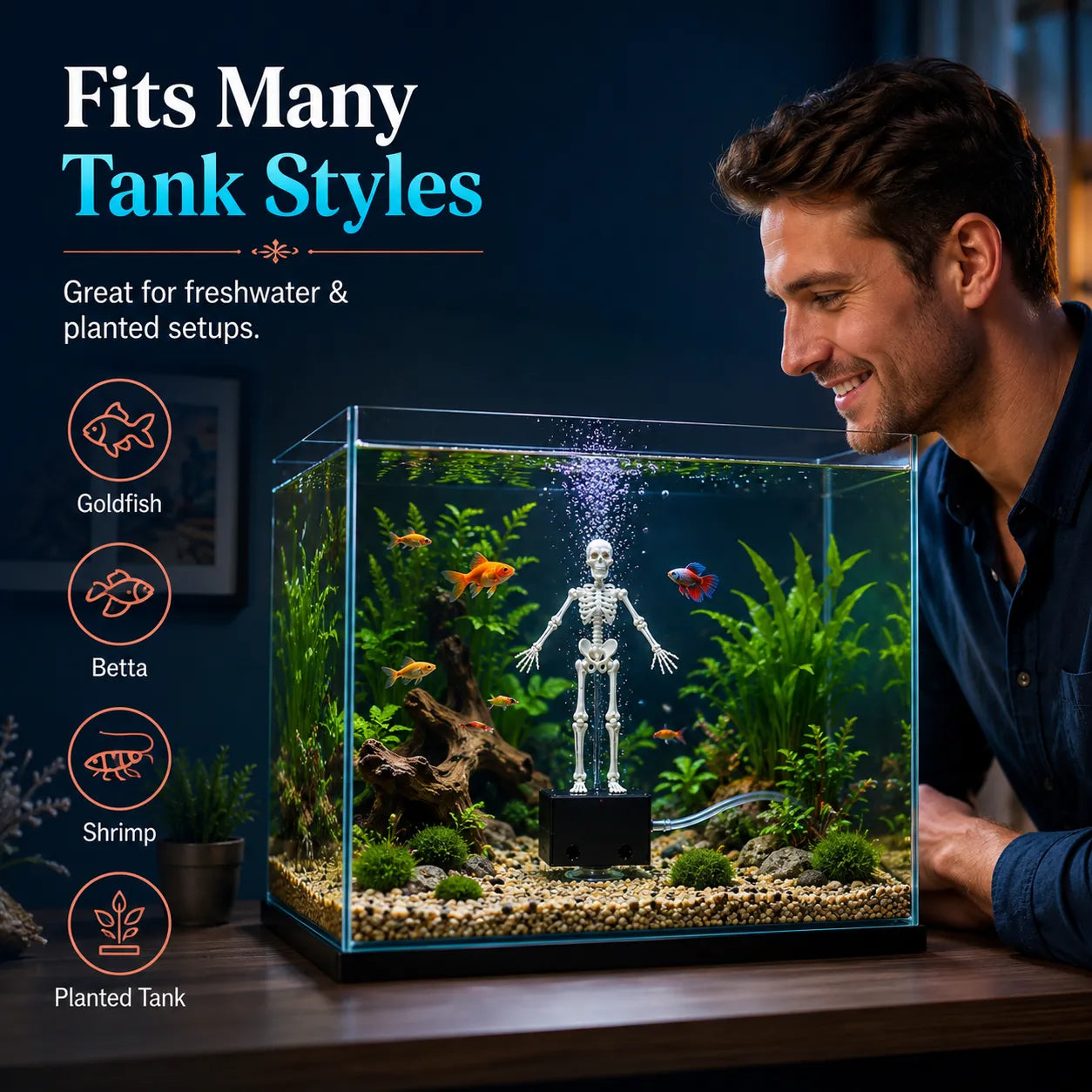 AquaSpecter — The Dancing Skeleton Aquarium Diver