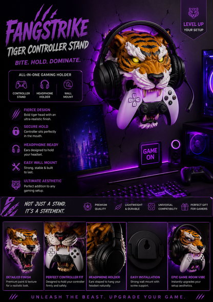 FangStrike™ Tiger Head Controller & Headphone Mount