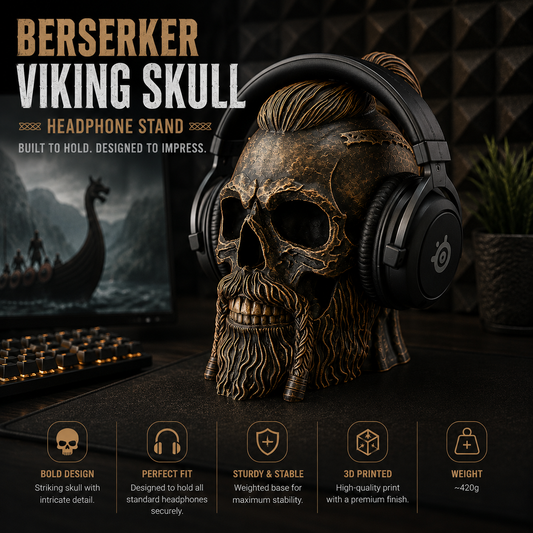 Berserker Viking Skull Headphone Holder