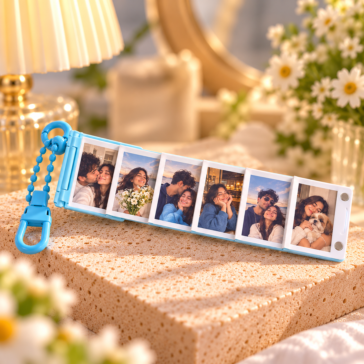 Open Puryx Pocket Memoir displaying six personalised photos